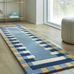 KAI WOOL BORDER BLUE/ YELLOW 60x230cm Runner