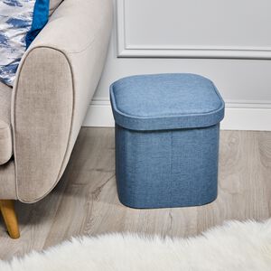 OVAL LINEN FOLDABLE SMALL Slate Ottoman