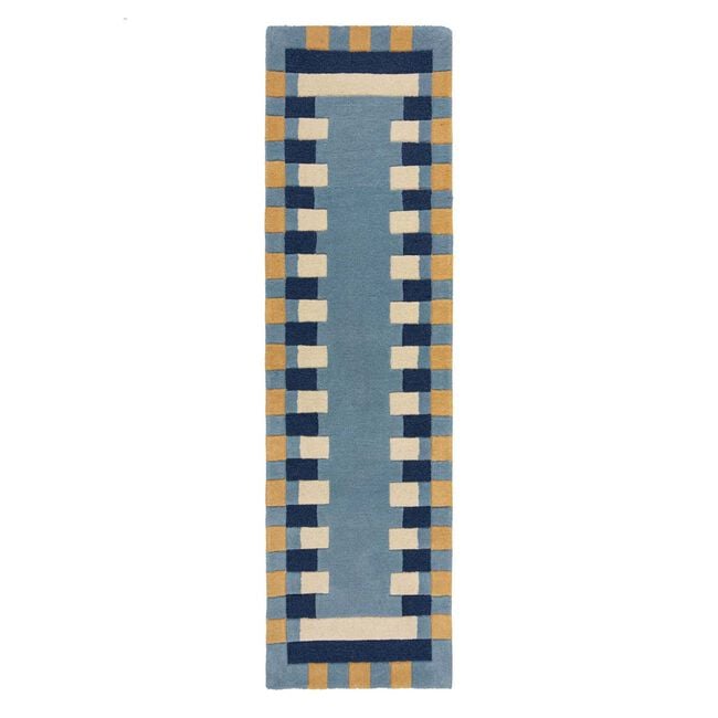 KAI WOOL BORDER BLUE/ YELLOW 60x230cm Runner