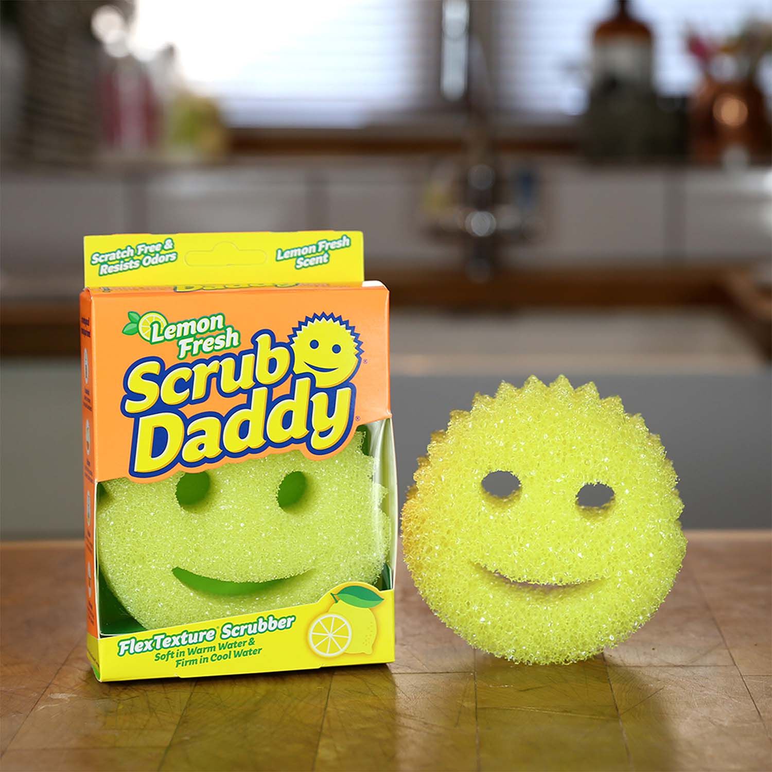 Scrub Daddy Fresh Lemon Sponge, FlexTexture Foam, 1 Count (Pack of 1)