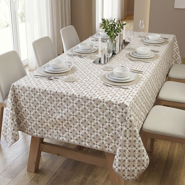 Geo Grey Oil Tablecloth 160cm x 230cm