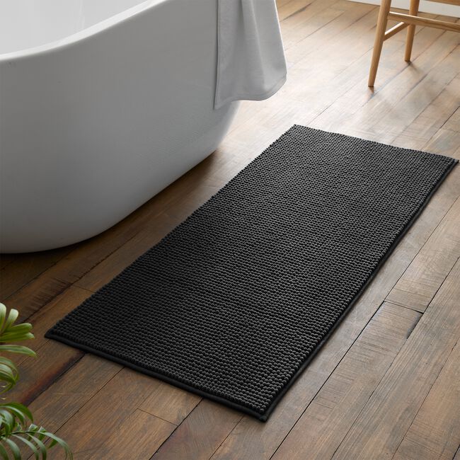 CATHERINE LANSFIELD EXTRA LONG BOBBLE BATH MAT CHARCOAL