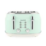 SALTER RETRO GREEN CURVED BODY 4 Slice Toaster