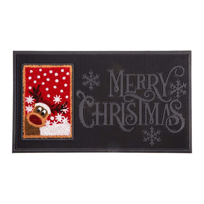 Reindeer Rubber Pin Christmas Doormat 40cm x 70cm