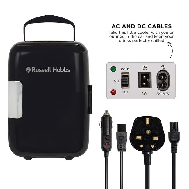Russell Hobbs 4L Black Mini Cooler/Mini Fridge