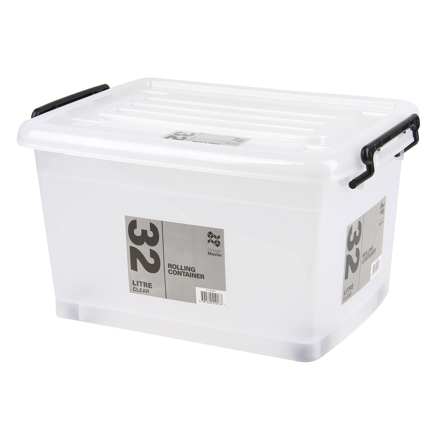 Rolling Storage Box 32L Clear Home Store + More
