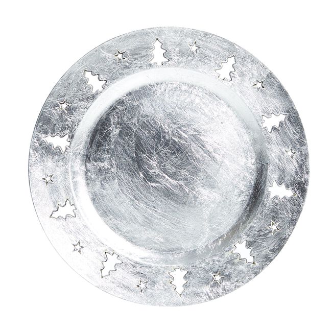 CHRISTMAS TREE Luxe Silver Charger Plate