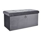 Velvet Foldable Large Charcoal Ottoman