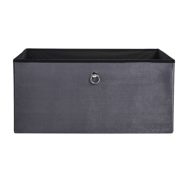 Velvet Foldable Large Charcoal Ottoman