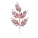 Red Christmas Glitter Fern & Feather Pick