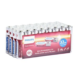 Philips Power Alkaline Pack of 32 AA Batteries