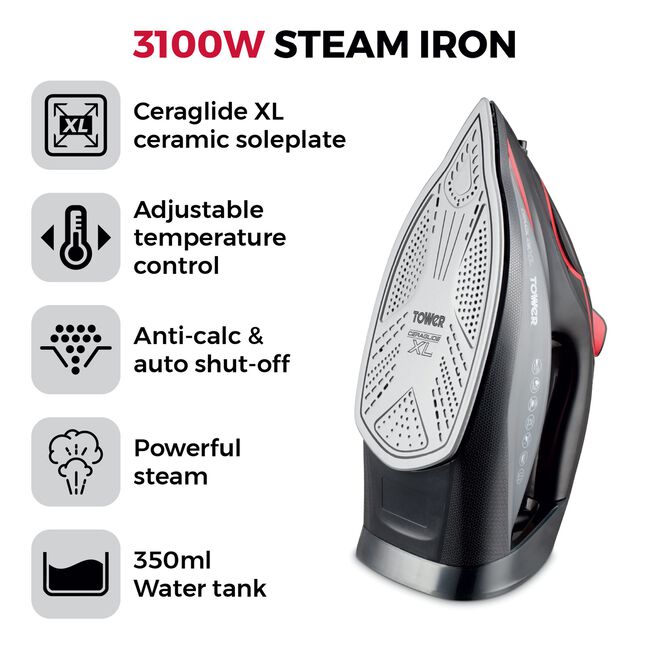 Tower Ceraglide 3100W Steam Iron XL