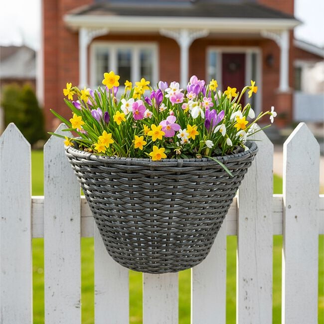 WICKER Wall Basket Grey
