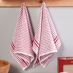 Mono Check Tea Towels 2 Pack - Red