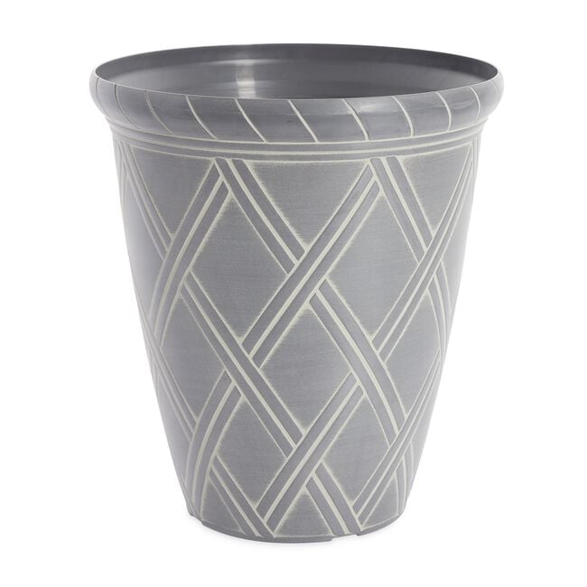 14" GREY Diamond Shaped Plant Pot