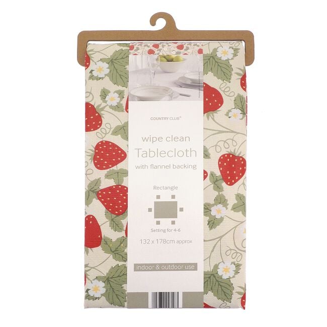 Strawberries Wipe Clean Tablecloth 132cm x 178cm
