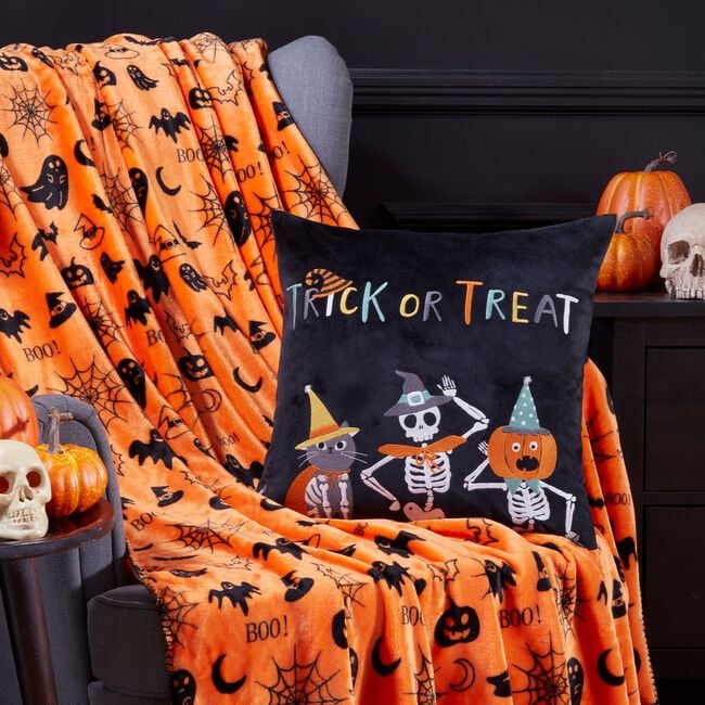 Embroidered Trick or Treat Cushion 45cm x 45cm