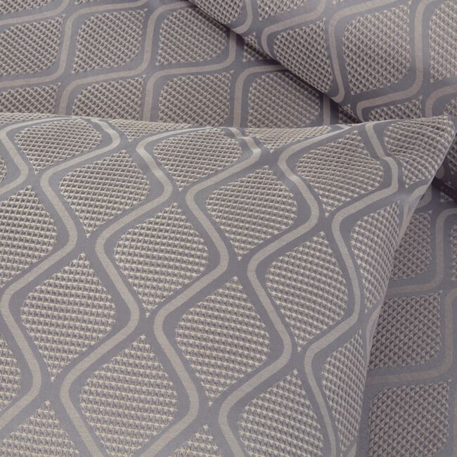 SUPER KING DUVET COVER Trellis Waffle Jacquard Silver
