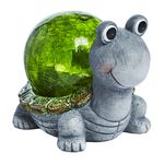 Solar Garden Light Turtle with Crackle Glass