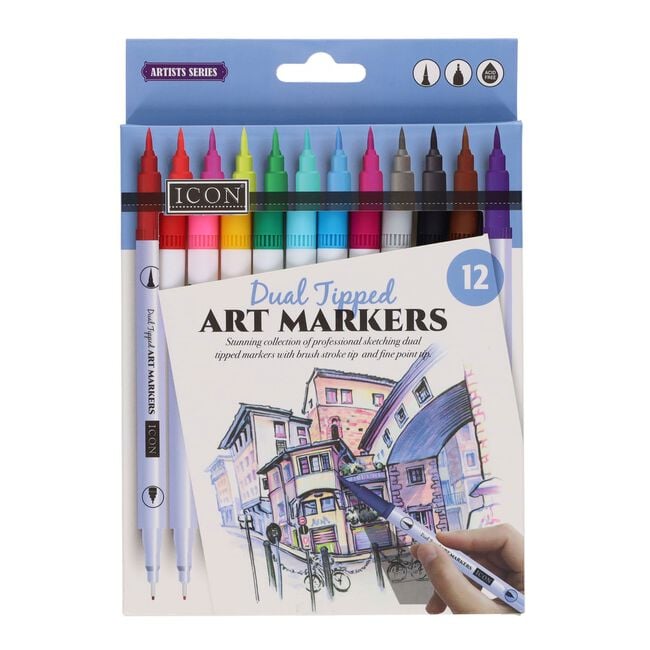 Icon Dual Tipped Art Markers 12 Pack