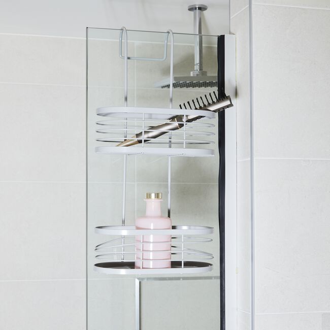 CAUSEWAY BAY TWO TIER OVAL Grey Hanging Shower Caddy