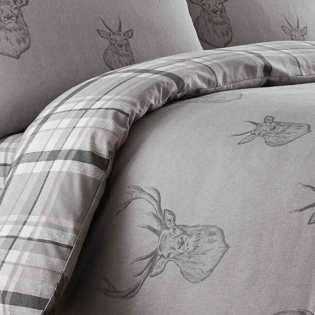 SINGLE DUVET COVER Brushed Cotton Stag Charcoal