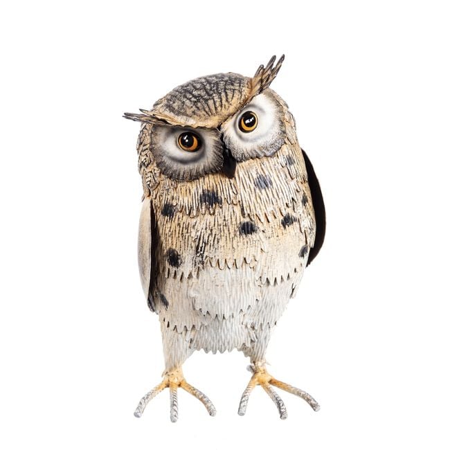 22cm Metal Owl Standing Garden Ornament