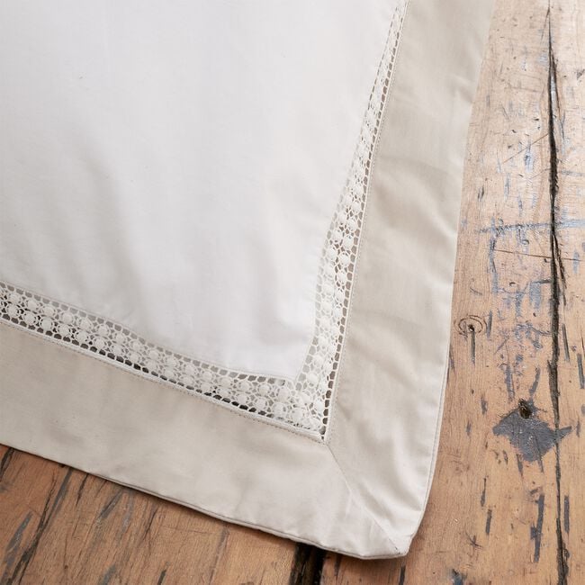 BIANCA SUPER KING DUVET Oxford Lace Trim Natural