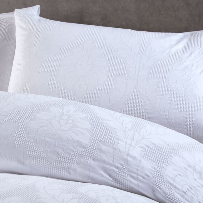 SUPER KING DUVET COVER Damask Jacquard White