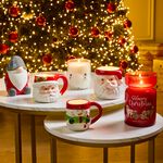 Christmas Santa With Holly Ceramic Candle