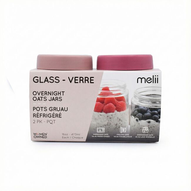 Melii Fluted 473ml Overnight Oats Glass Jars