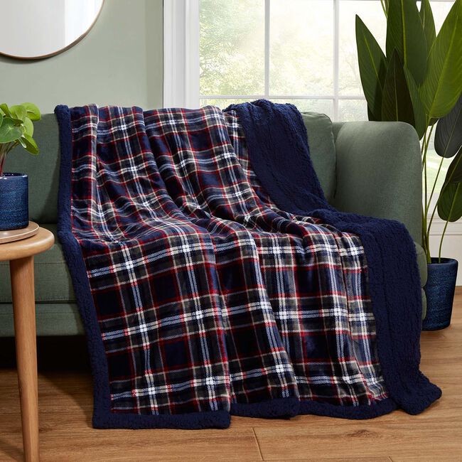 RUANE BORG CHECK NAVY 150x200cm Throw