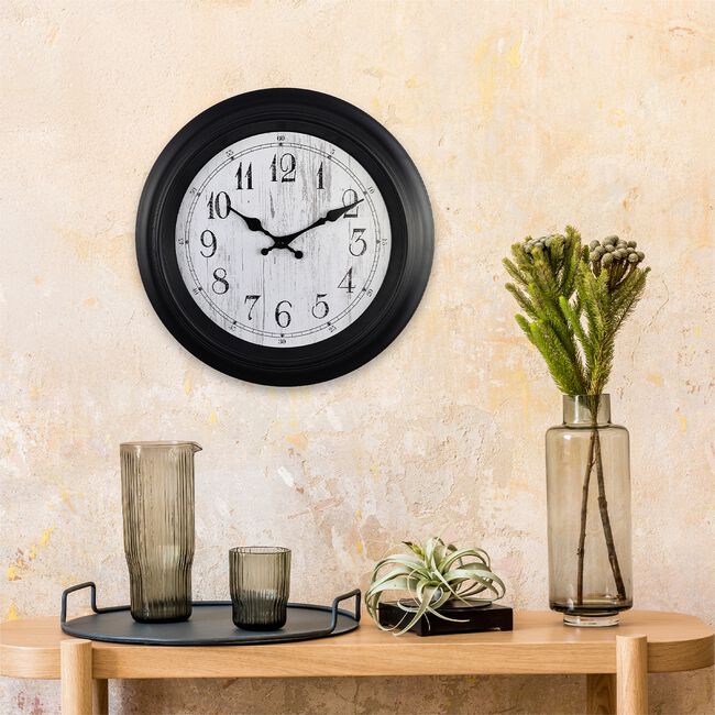 Farmhouse Black Clock 16'' 