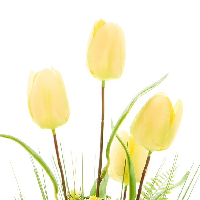 Floral Symphony Yellow Tulips Faux Bouquet