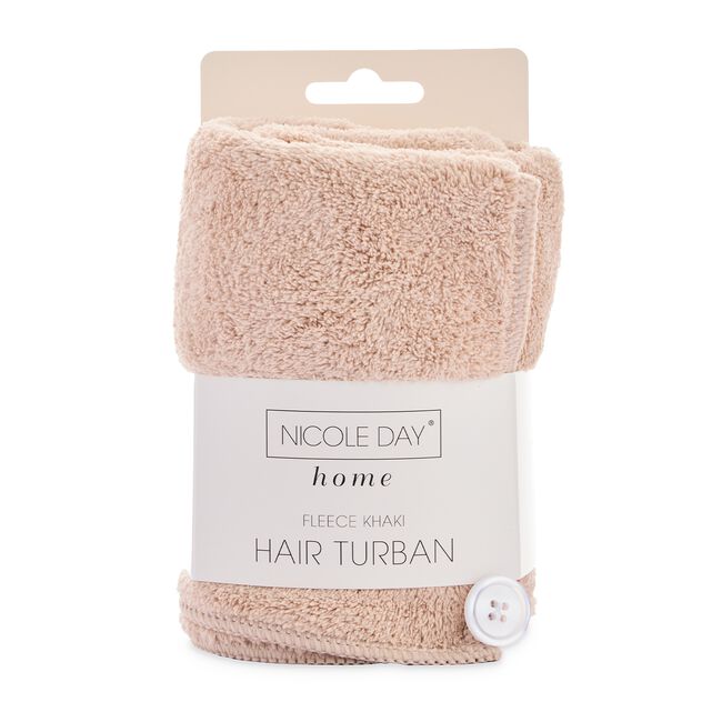 NICOLE DAY FLEECE KHAKI Hair Turban