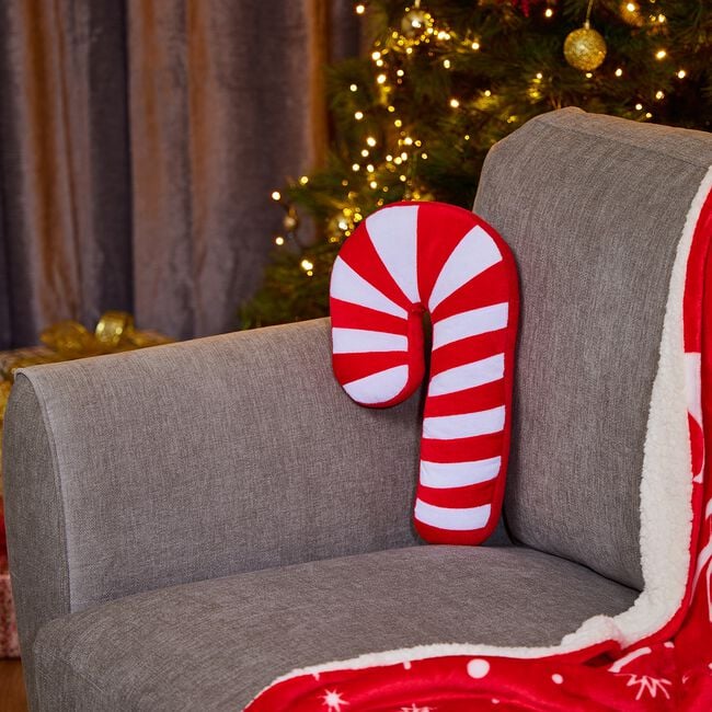 Candy Cane Cushion 40cm - Red/White