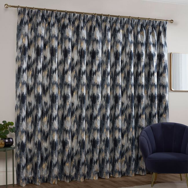 PENCIL PLEAT TOKYO NAVY 90x90 Curtain