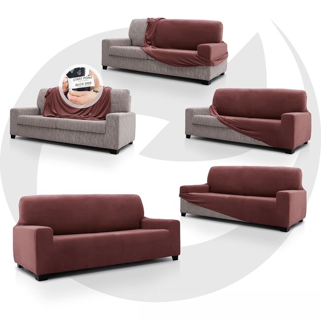 REGAL MILLS EASYSTRETCH VELVET BORDEAUX  4 Seater Sofa Cover