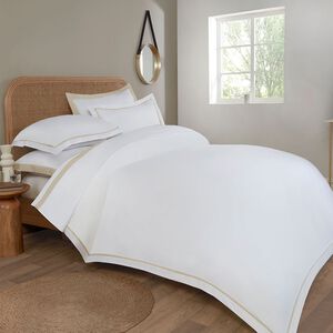 SINGLE DUVET COVER Linen Border 600TC 