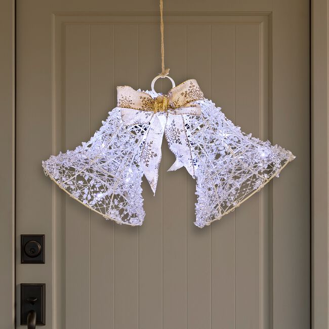 Crystal Bead Christmas Bells with Twinkling Lights