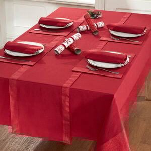 SHIMMER TRIM RED 160x183cm Table Cloth