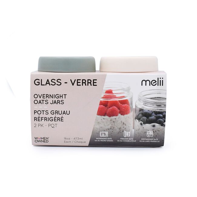 Melii Fluted 473ml Overnight Oats Glass Jars