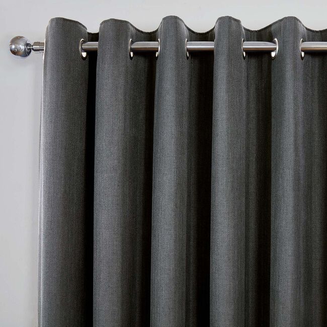BLACKOUT & THERMAL BRUSHED GUNMETAL 66x54 Curtain