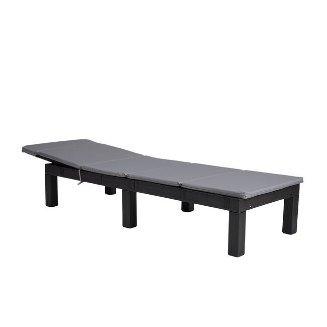 Foldable Sun Lounger with Grey Cushion