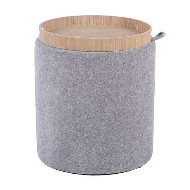 LARGE LIGHT GREY OTTOMAN With Tray