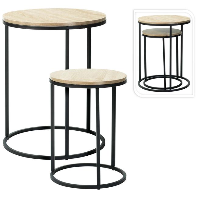 Natural Style Side Tables Set of 2