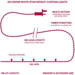 225 Warm White Star Bright Curtain Lights