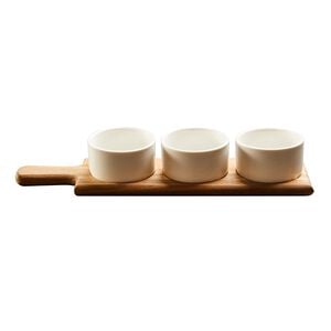 Fiesta Joy Acacia Paddle Tray with Dip Bowls