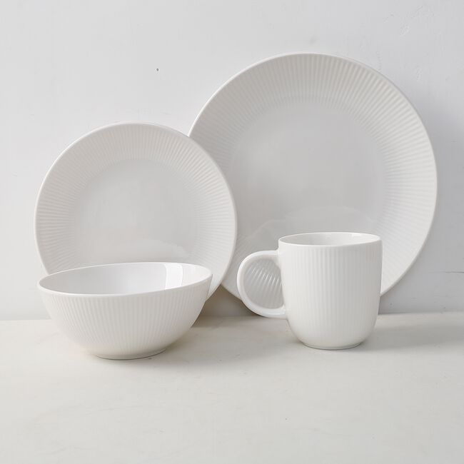Abney & Croft Embossed Ribbed 16 Piece Dinner Set