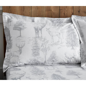 Stag Toile Oxford Pillowcase Pair - Grey